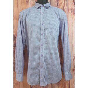 Johnston & Murphy Mens Large Purple Button-Up Shirt With Geometric Print